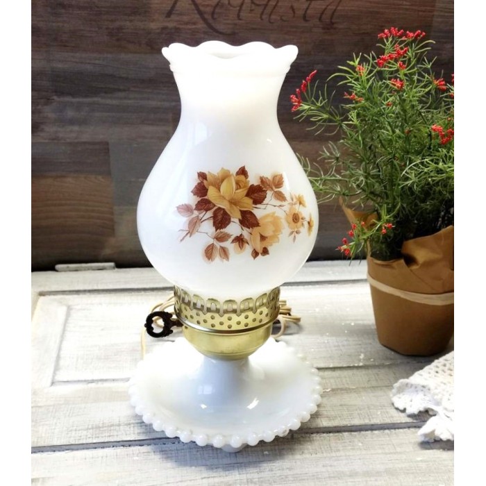 Lampe vintage Milk Glass Fleur d'Automne